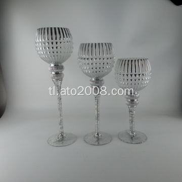 Silver Candle Holder Glass